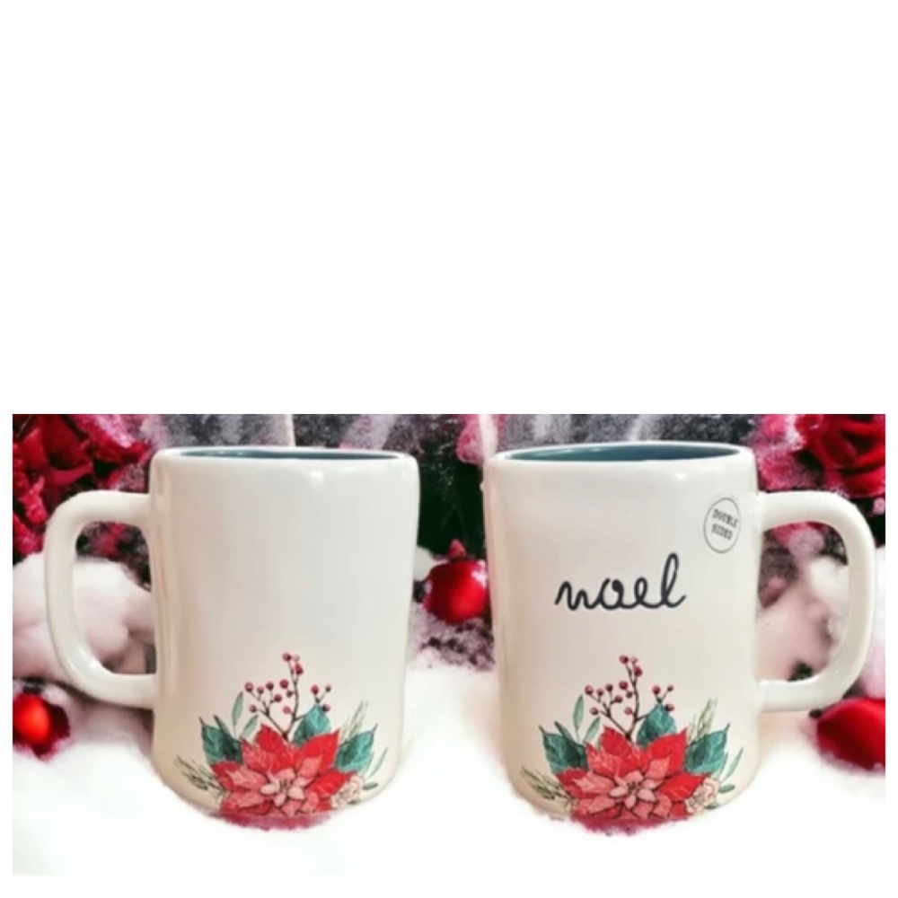 NEW Rae Dunn Noel Poinsettia Double Sided Mug Christmas Festive Holiday Decor
